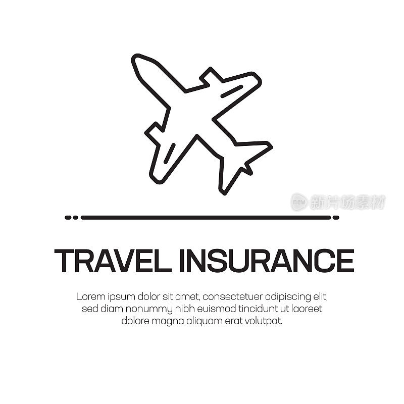 Travel Insurance Vector Line Icon - Simple Thin Line Icon, Premium Quality Design Element